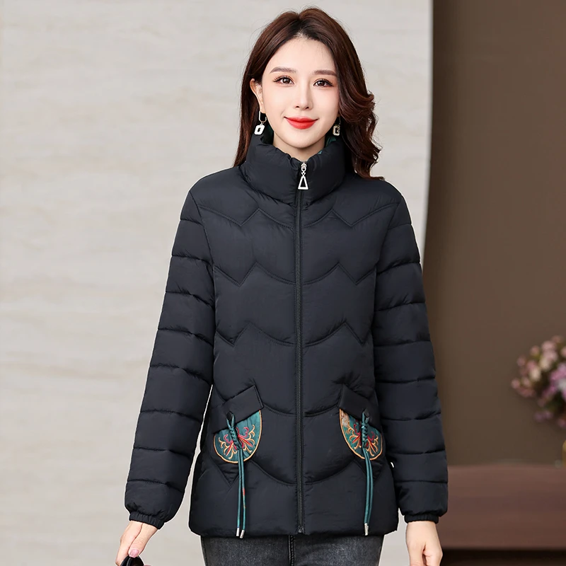 保暖立领时尚显瘦百搭外穿秋冬季修身大码2024新中式棉服9871A