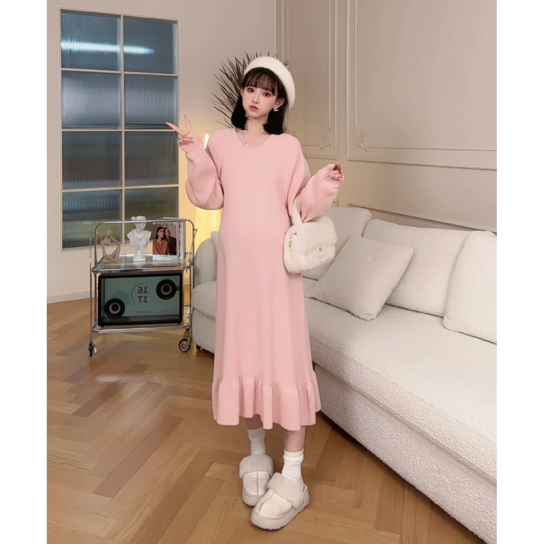 maodan/猫单【初雪信使】孕妇装内搭针织裙中长款连衣裙2025新.