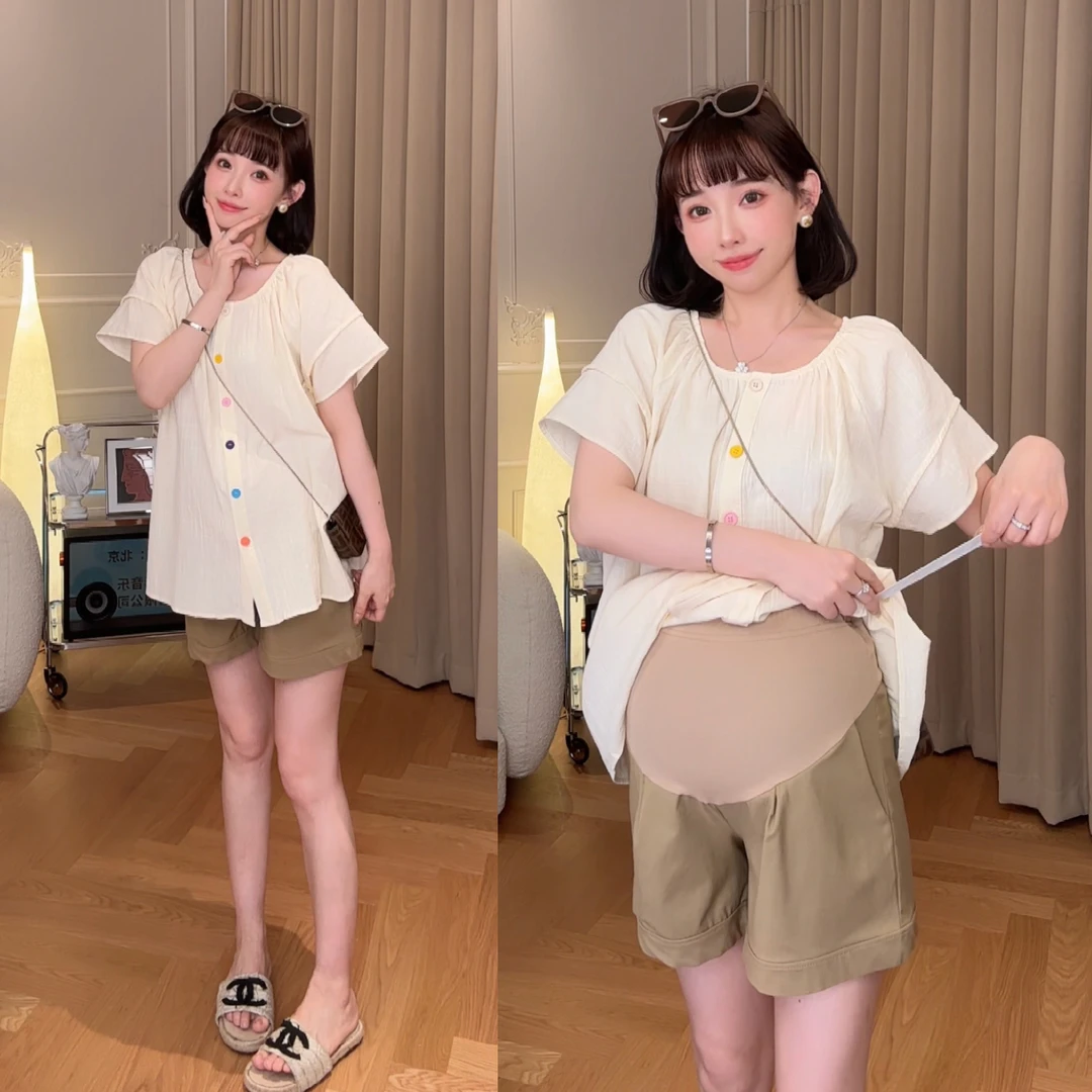 maodan/猫单【蜜糖醇巧】娜娜的孕期穿搭/孕妇装夏装洋气托腹款短裤