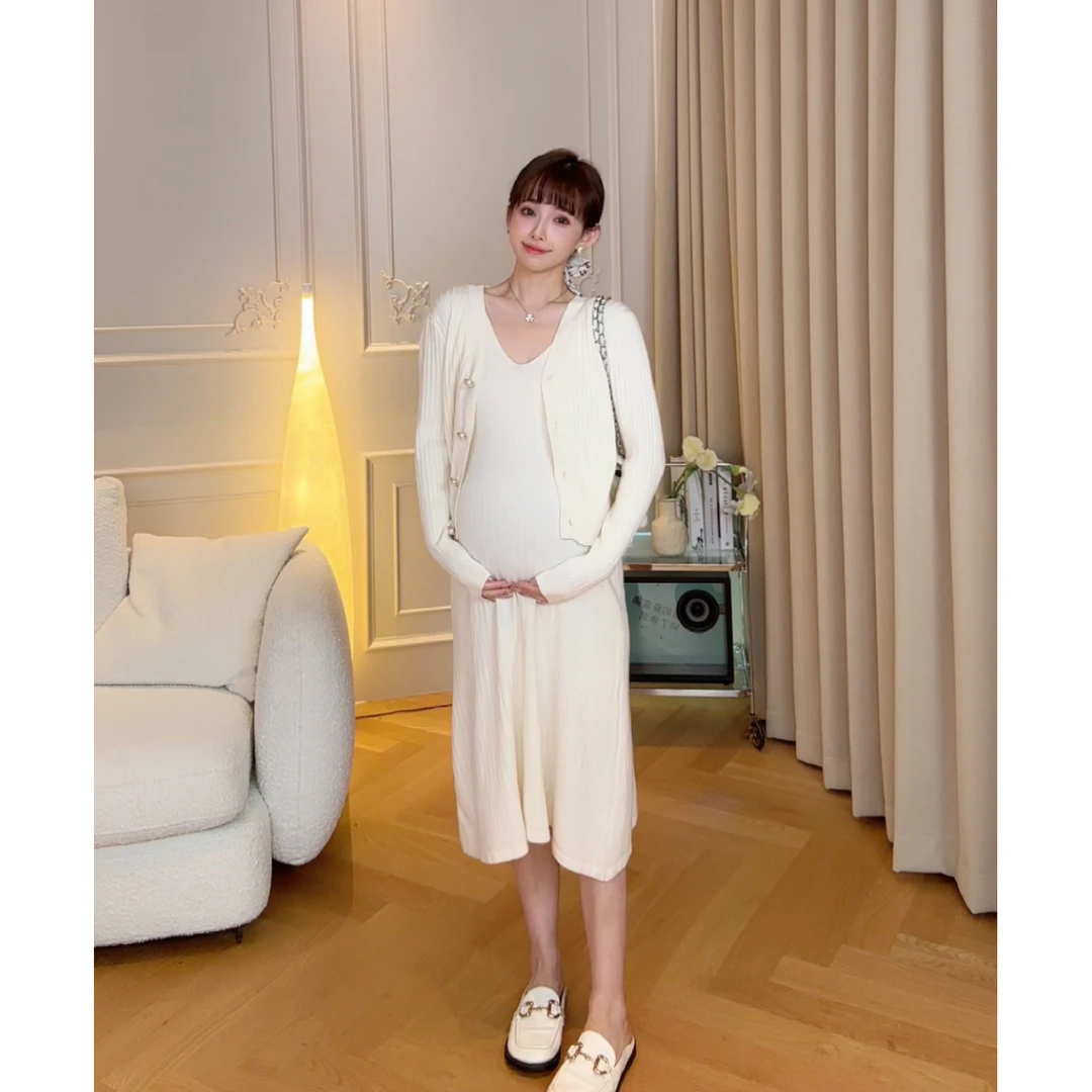 maodan/猫单【原生温柔】孕期小个子女装 开衫孕妇连衣裙套装