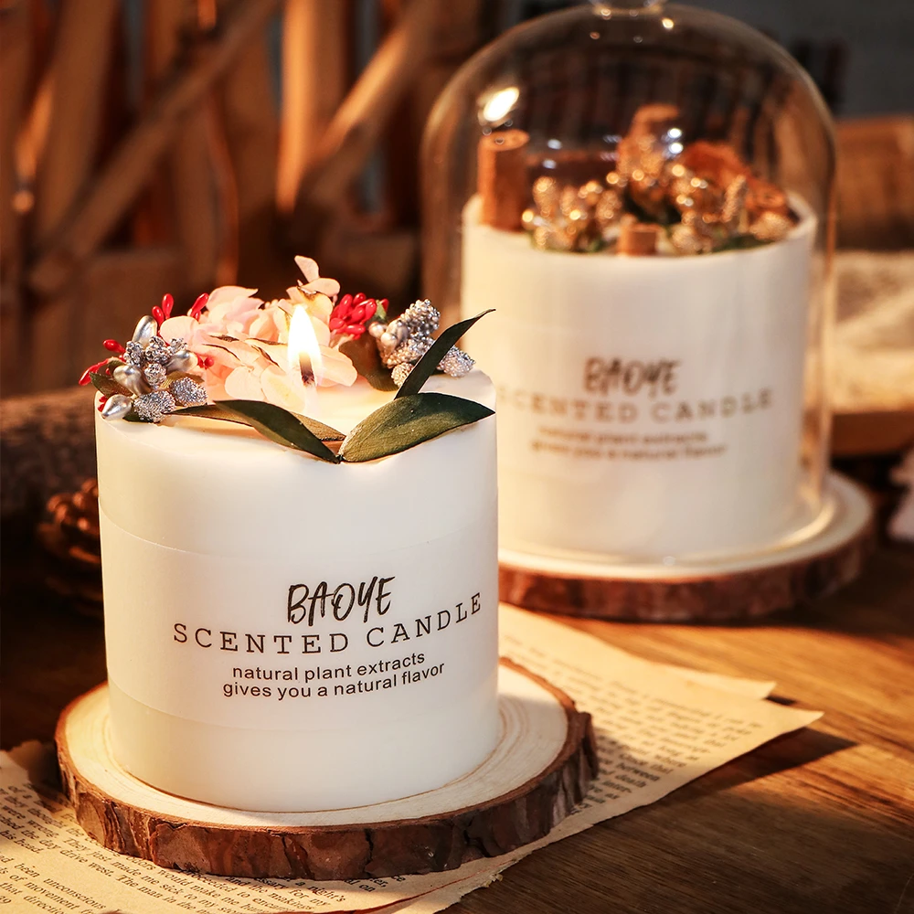香薰蜡烛天然大豆蜡香氛仿生花助眠家用持久礼物无烟高级送人伴手