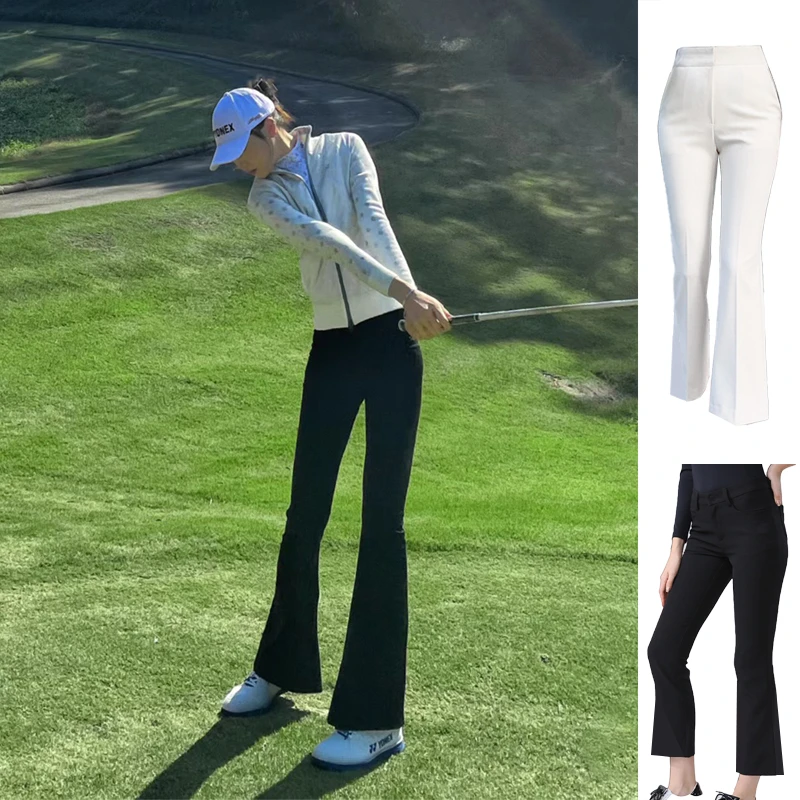 夏季高夫服女装长裤弹力修身显瘦腿长时尚运动透气百搭微喇叭裤子