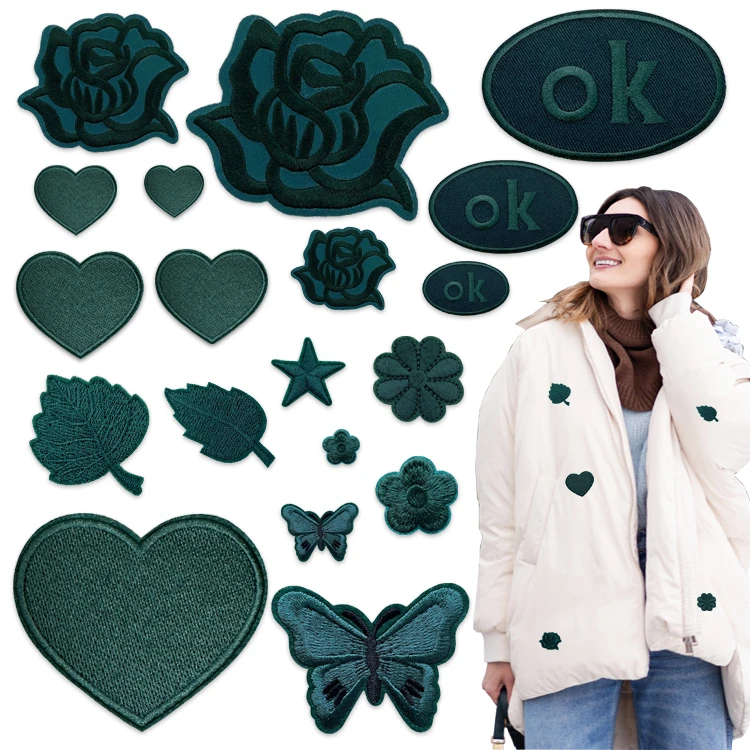 自粘背胶布贴羽绒服补丁贴皮衣台布包包装饰修补破洞贴花全刺绣贴