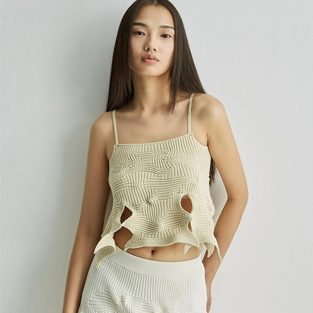 觉织Sensiyarn流沙镂空吊带衫夏季修身显瘦设计师JZHC037