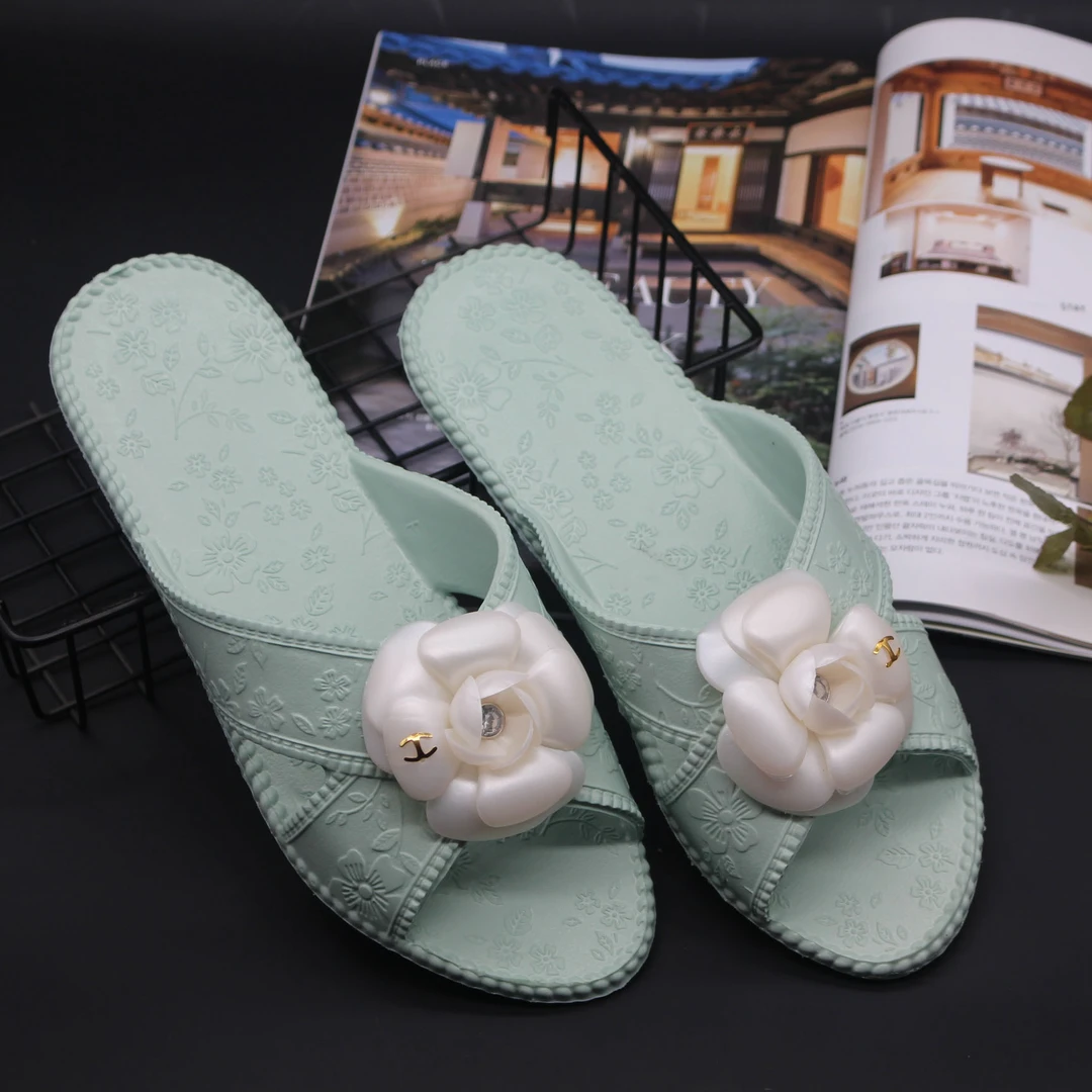 【惠姐专属】韩国轻便柔软山茶花朵拖EVA小香风女士防滑薄底拖鞋