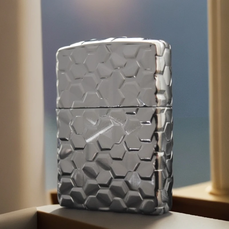 打火机XF盔甲镀银八面玲珑 DY9912DK