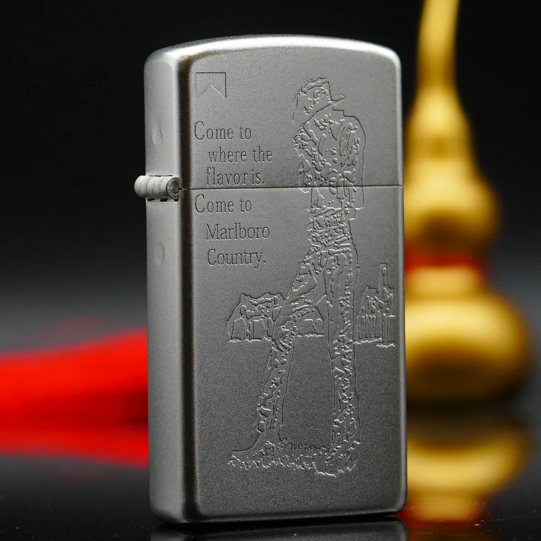 ZIPPO/之宝打火机XF 窄机磨砂银万宝路牛仔DY9920DK