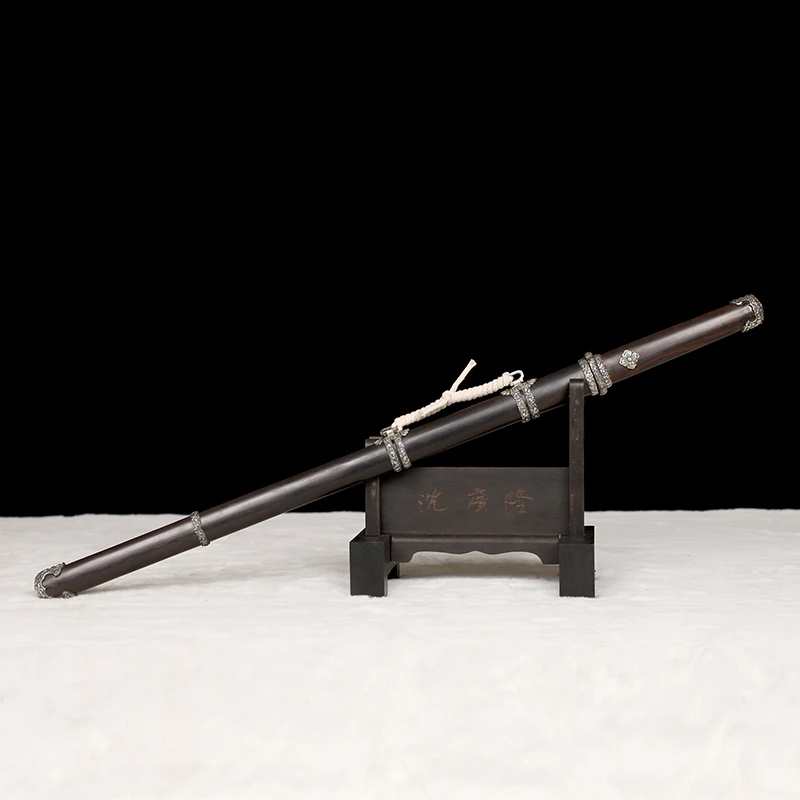 【陈师傅直播】中款瑞霜黑檀白铜 花纹钢   龙泉沈广隆未开刃