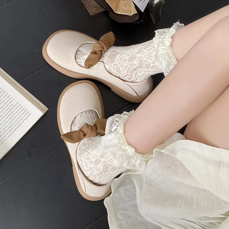 玛丽珍小皮鞋女2025春夏新款软底孕妇鞋蝴蝶结法式休