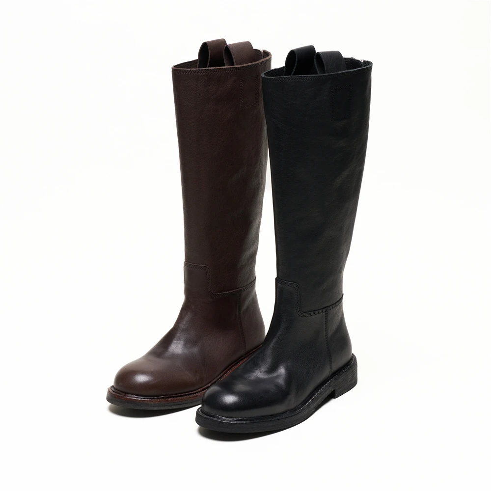 时尚百搭真皮厚底高筒靴PXY24899-03