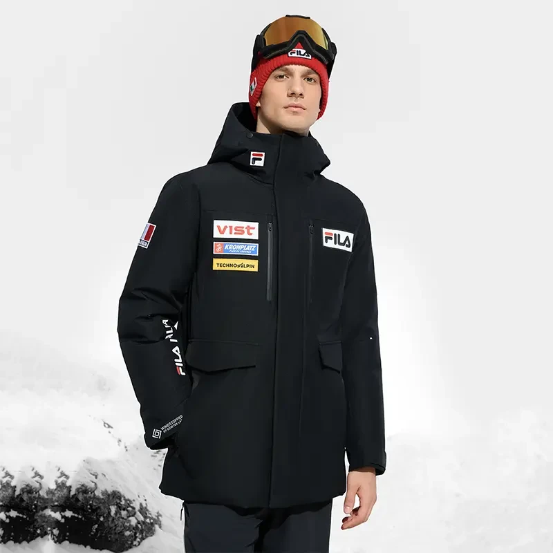 Fila/斐乐冬季新款男士【保暖时尚】中长款滑雪羽绒服A11M446907F