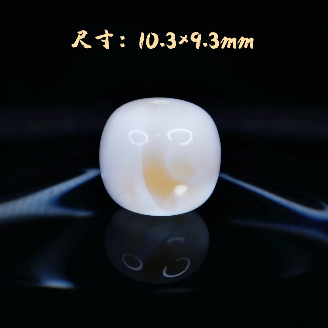 10.3mm橘金漆白满白单珠老型  天然琥珀蜜蜡手作高端文玩配饰