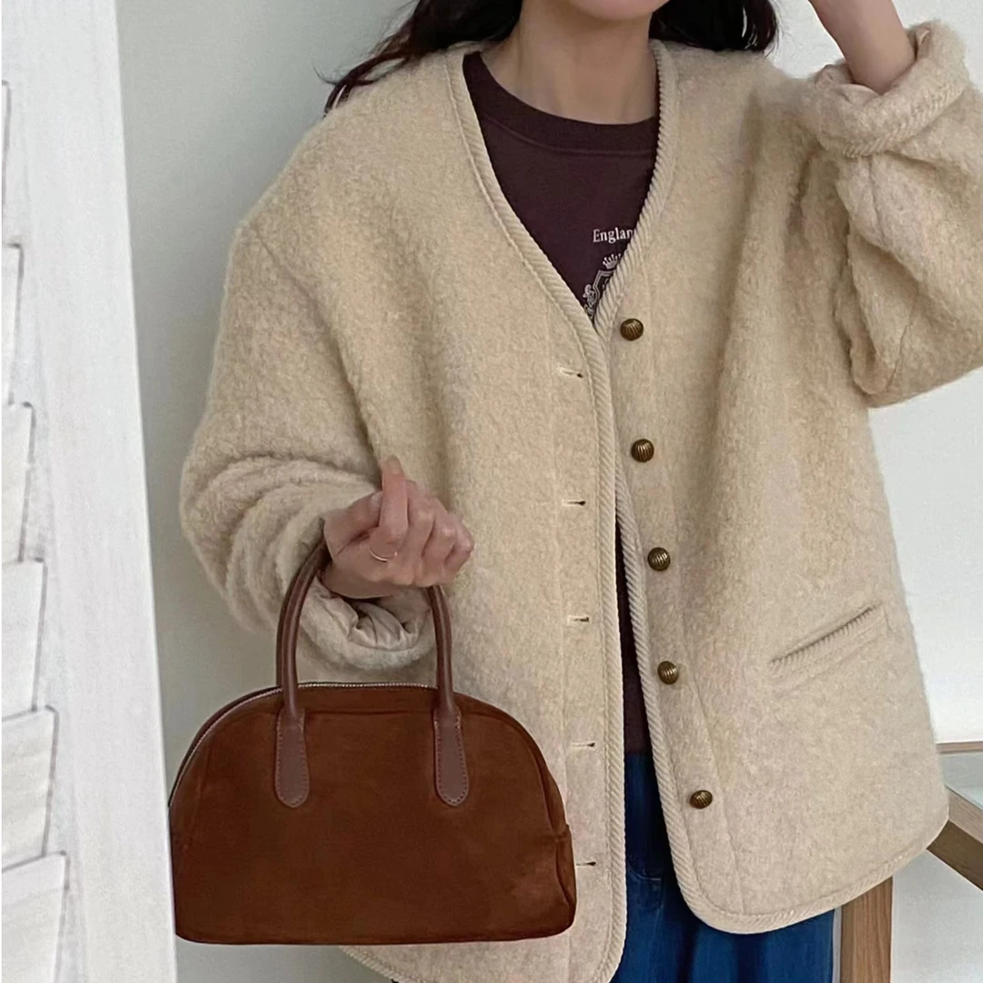 朵儿定制 无领单排扣小香风开衫外套ID07