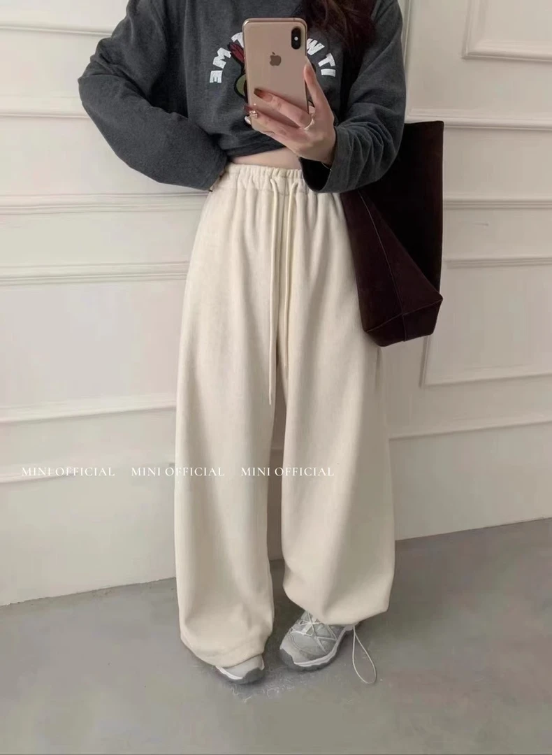 朵儿定制【糖果奶昔】加绒加厚可直筒可收脚毛巾裤IH19