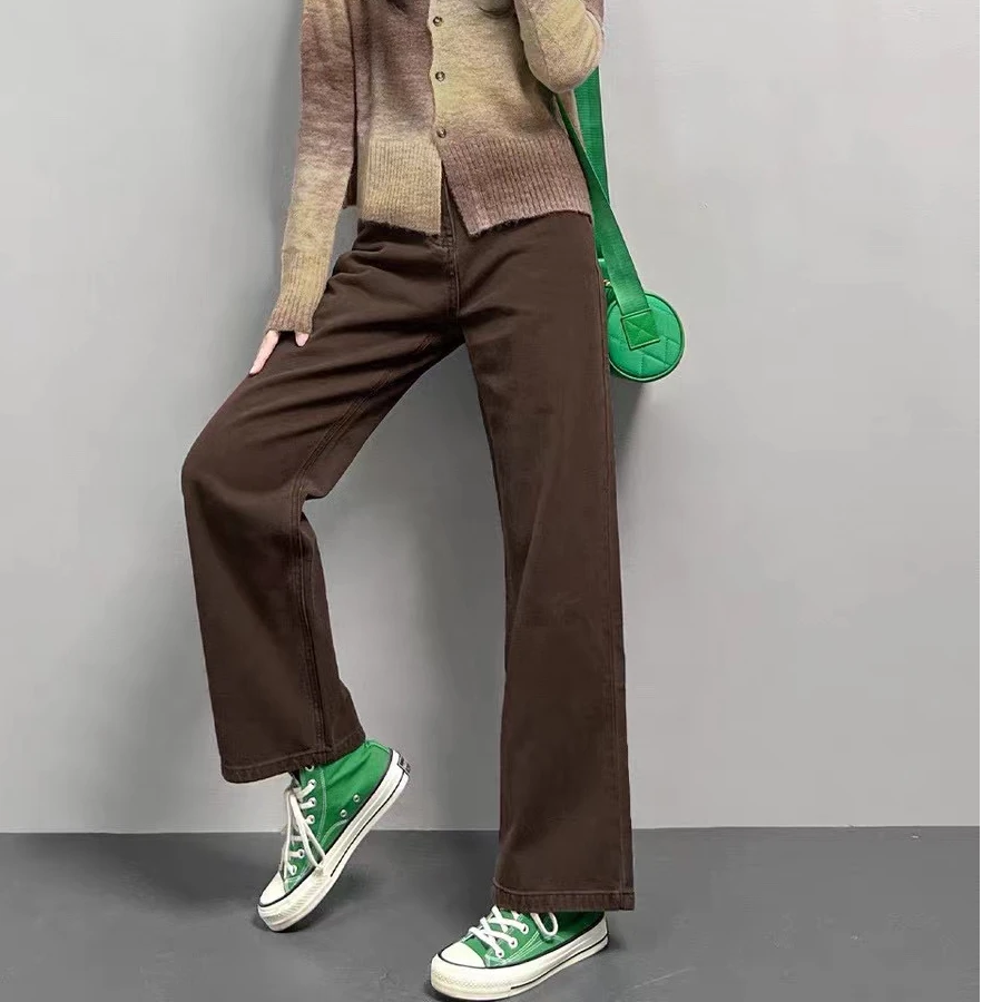 朵儿定制 【巧克力裤】直筒牛仔阔腿裤 百搭显瘦长裤女EX43