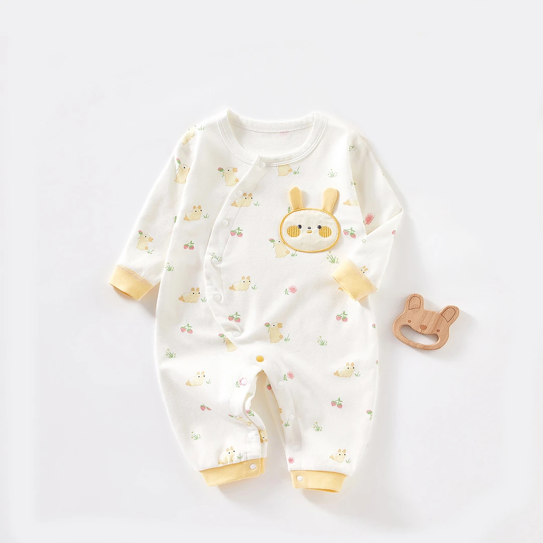 婴儿长袖连体衣春秋纯棉新生幼儿哈衣女爬服男宝宝内搭舒适衣服