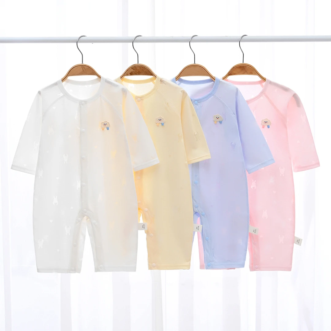 （易帛专享）婴儿夏季连体衣新生儿A类烧花透气薄款衣服宝宝空调