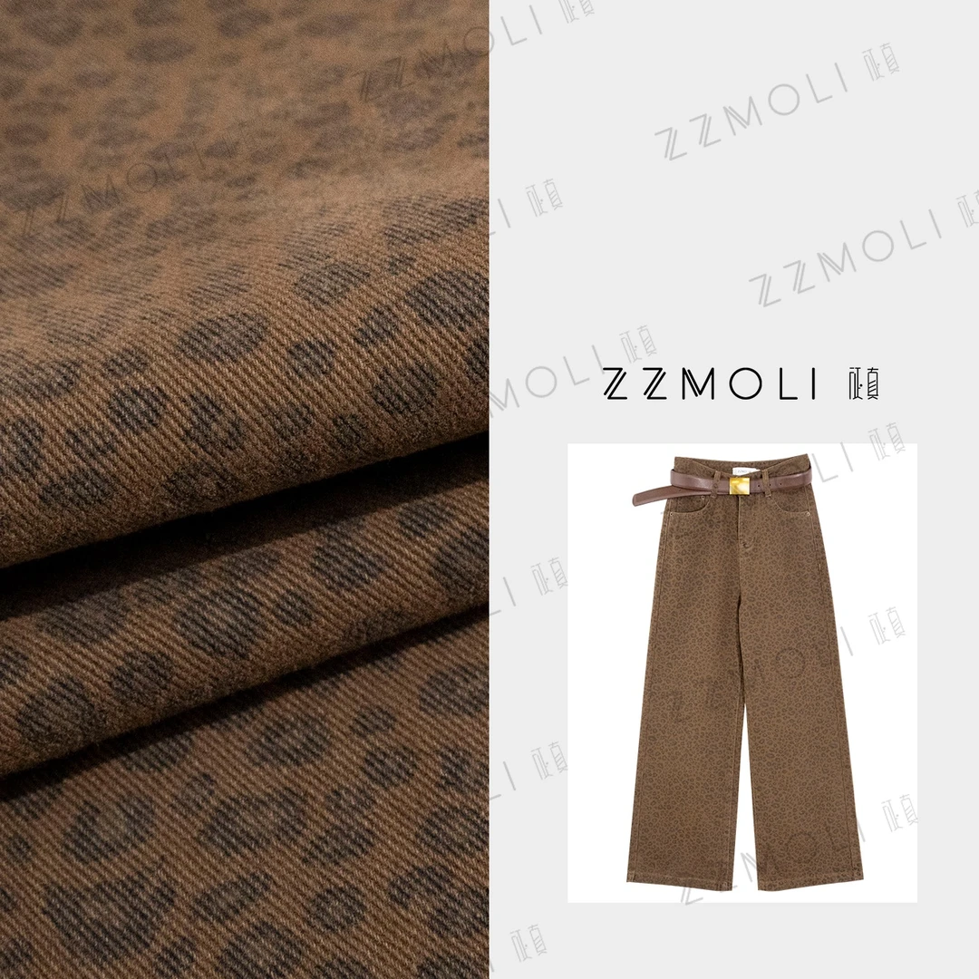 ZZMOLI 100%棉古风做旧洗水豹纹经典复古美式酷飒牛仔裤 ZBK93001