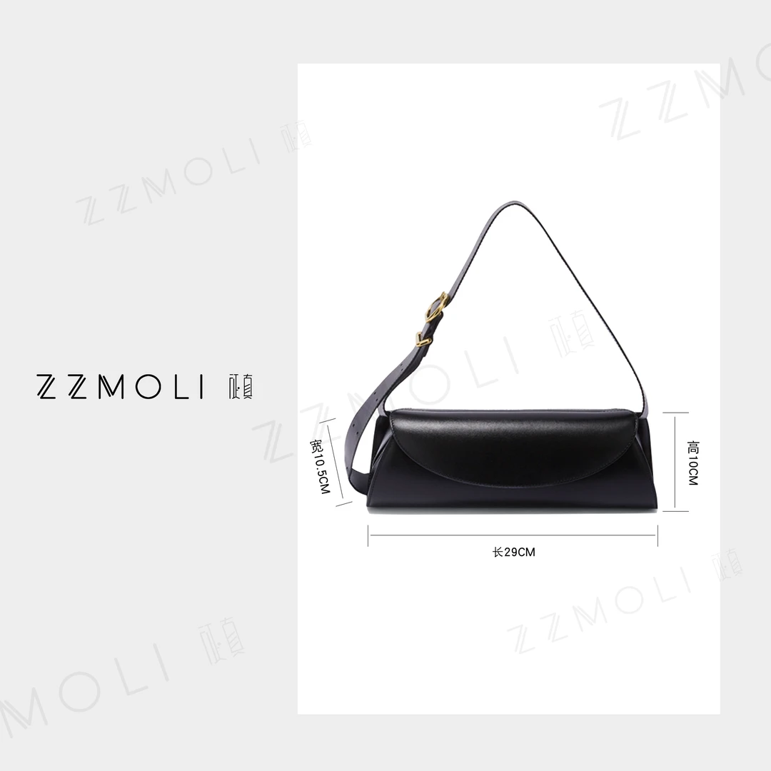 ZzMoLi牛皮包包轻奢法棍休闲牛皮包包女士小众百搭单肩包 ZBP1666