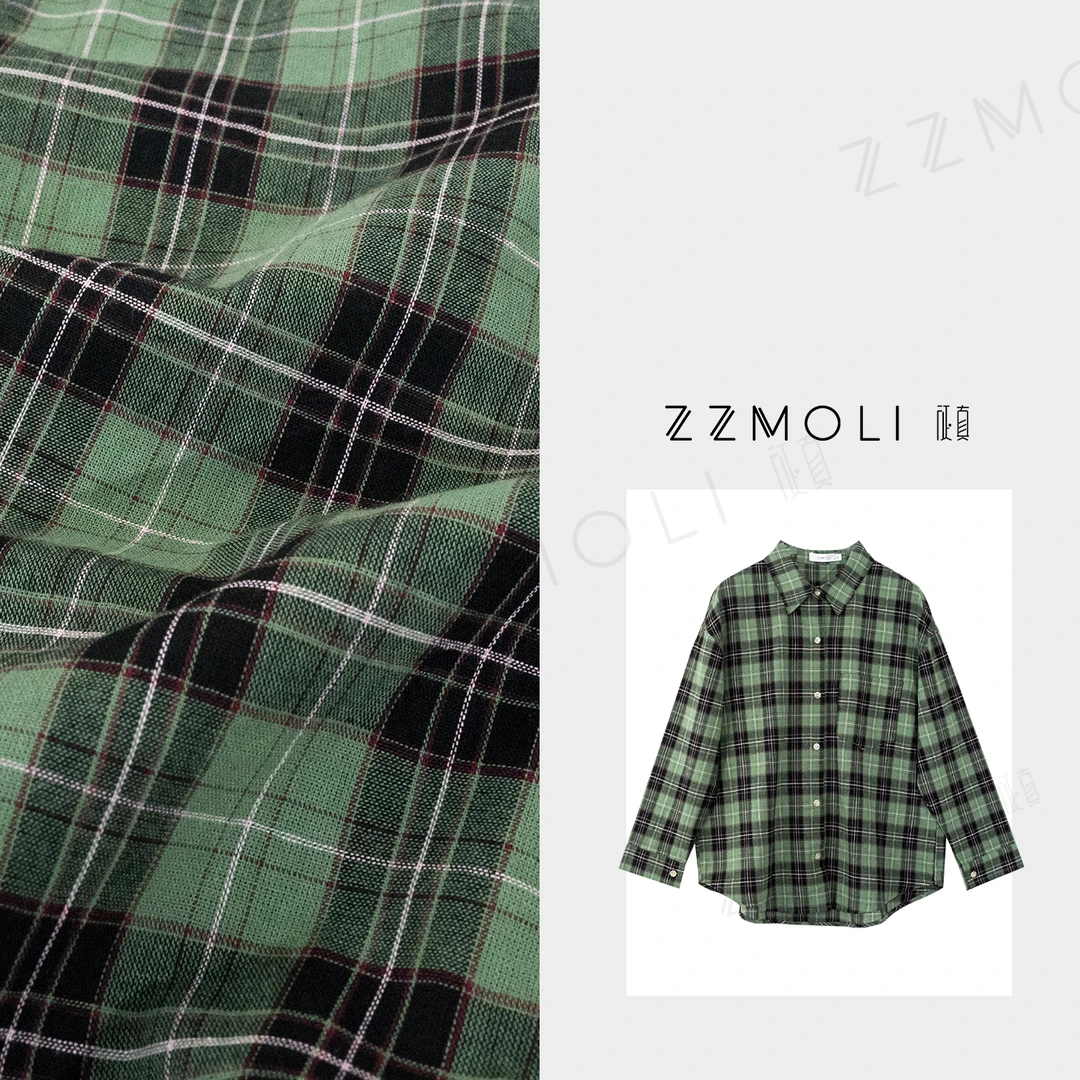 ZZMOLI小个子复古慵懒格子衬衫女装时尚长袖衬衣ZBY82018