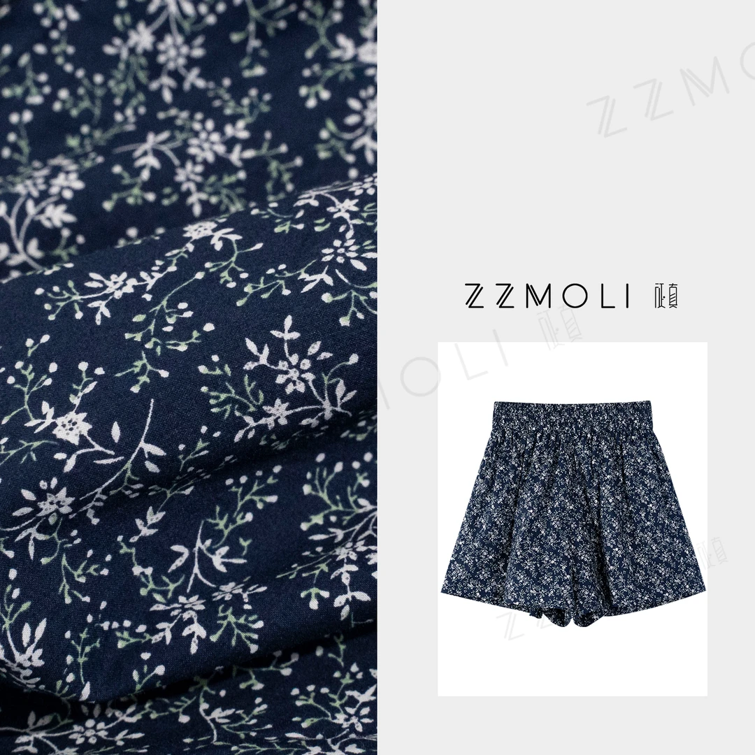 ZZMOLI 100棉 深邃迷人“湛蓝花园”蓝底小花色短裤  ZBK92293