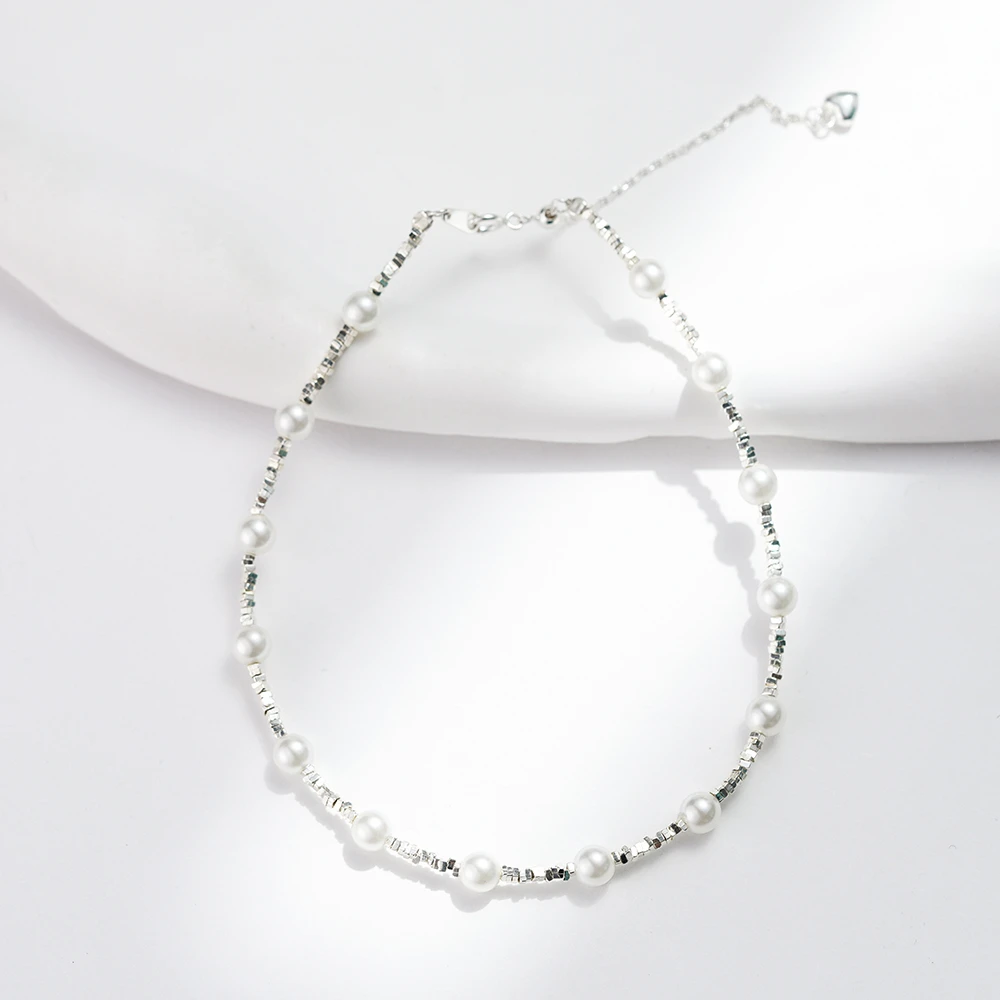 925银仿珍珠脚链 YS844【施华洛】碎银多珠珠脚链