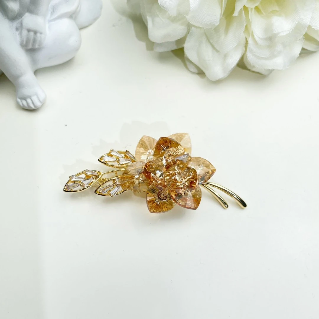 铜合金仿水晶胸针 GD485【施华洛】香槟之穗花束胸针