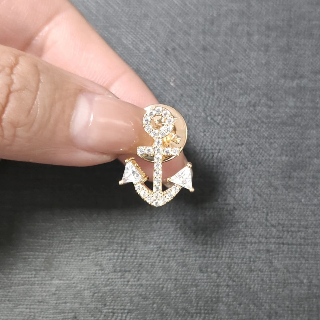 铜合金合成锆石胸针 MN380迷你个性船锚领针