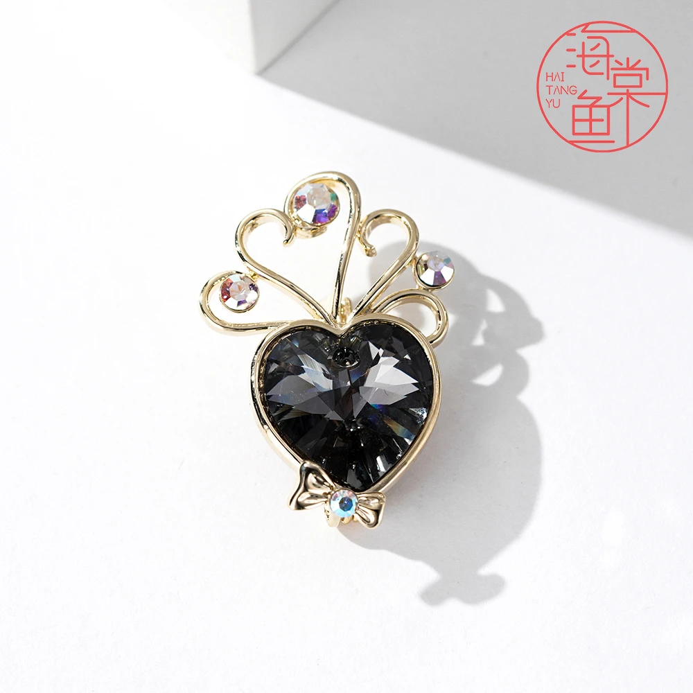 铜合金仿水晶胸针 MN1535【施华洛】迷你小皇冠《黑》胸针