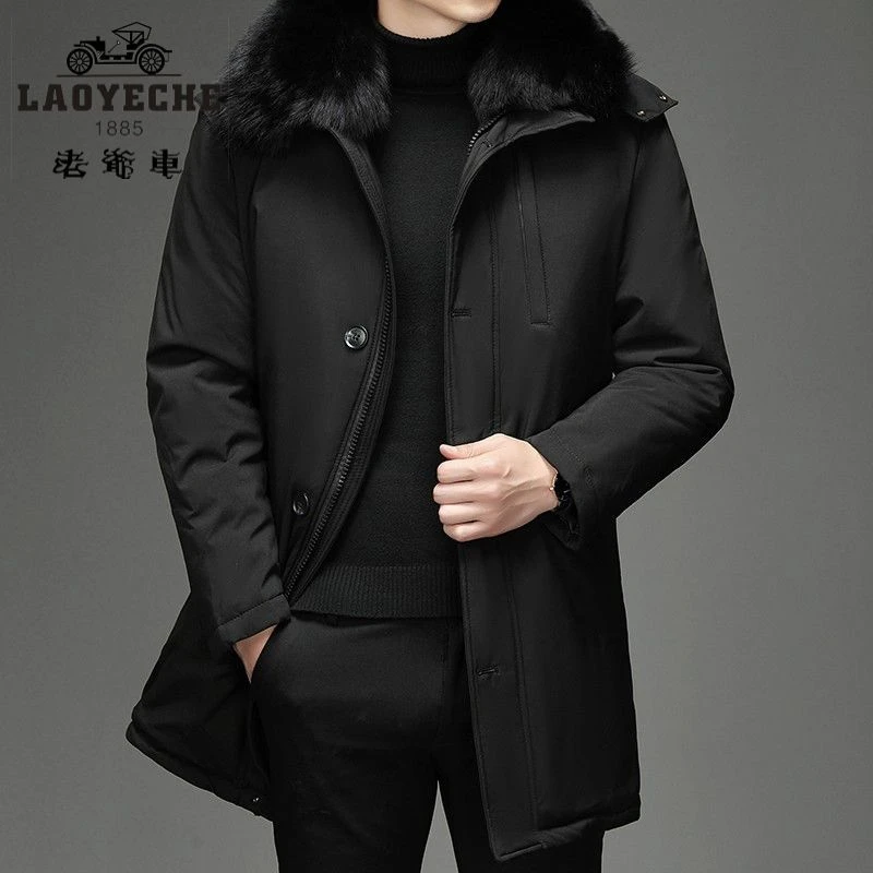 老爷车时尚男中年男士羽绒服冬季保暖加厚中老年大码爸爸冬装外套