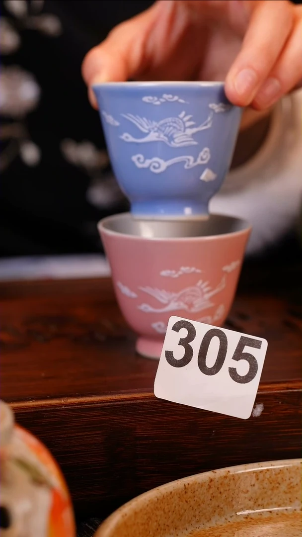 【闪购商品】陶瓷堆白对杯