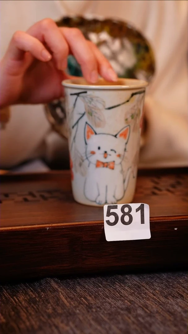 【闪购商品】陶瓷粗陶手绘小猫可乐杯