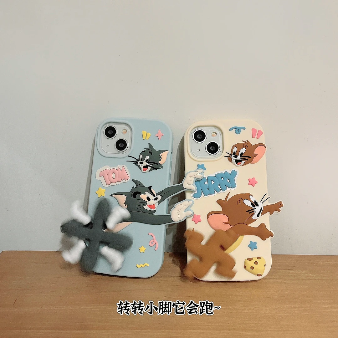 【猴浪险】旋转杰瑞快跑手机壳硅胶适用苹果13/14/15防摔情侣趣味