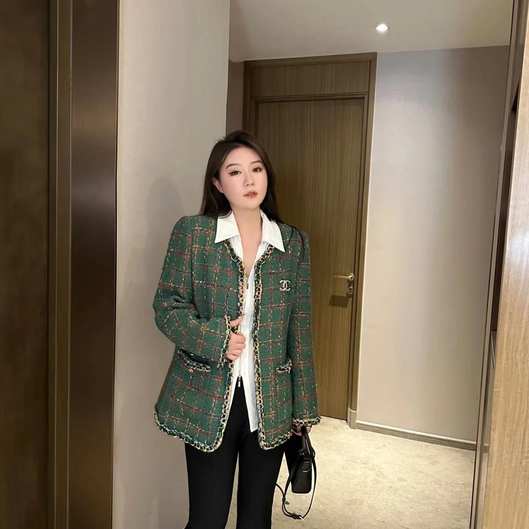 【琪琪推荐】大码女装法式重工粗花高端气质格子小香风外套J11897QH
