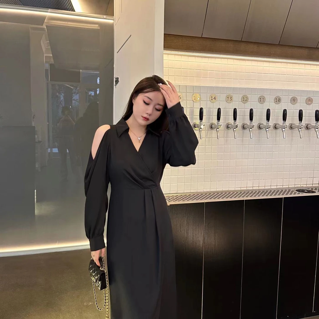 【琪琪推荐】大码女装气质设计感秋季时尚轻熟显瘦连衣裙D11763QQ
