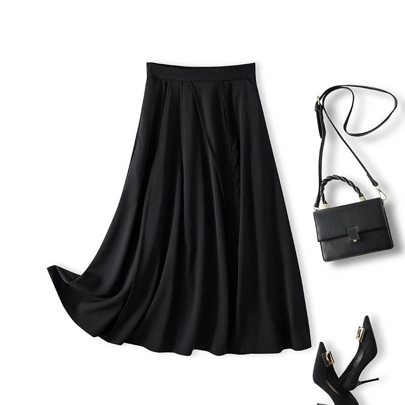【JE02】1气质高腰大摆A字遮胯显瘦中长款半身裙0543
