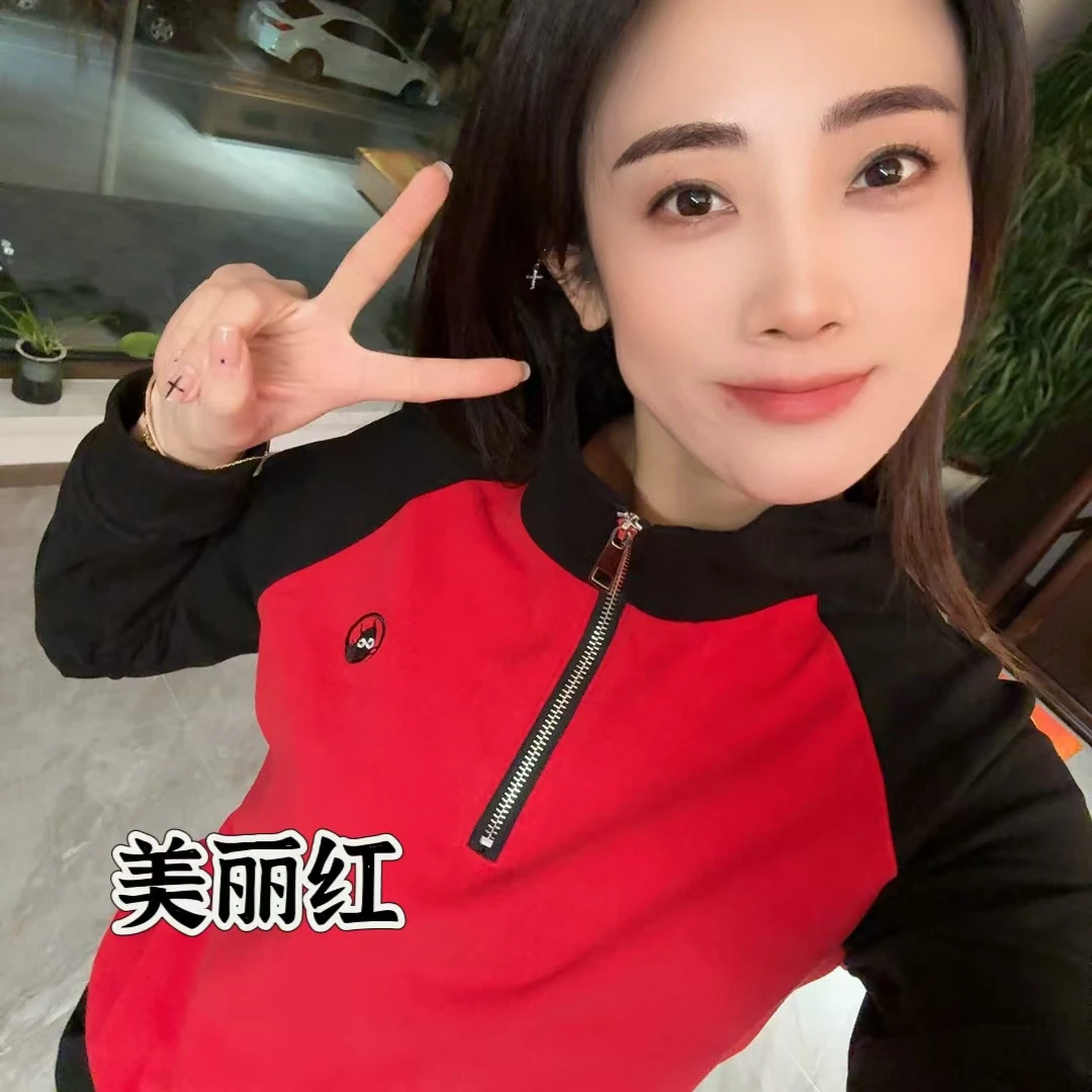 8322 刺绣拼色上衣