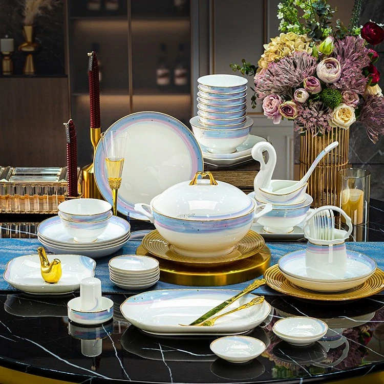 景德镇餐具套装璀璨人生轻奢陶瓷碗盘碟结婚乔迁送礼