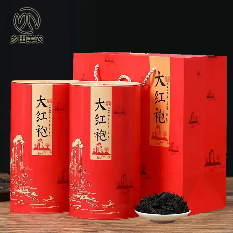 大红袍茶叶礼盒装罐装散装浓香型乌龙茶岩茶节日送礼小罐装500g