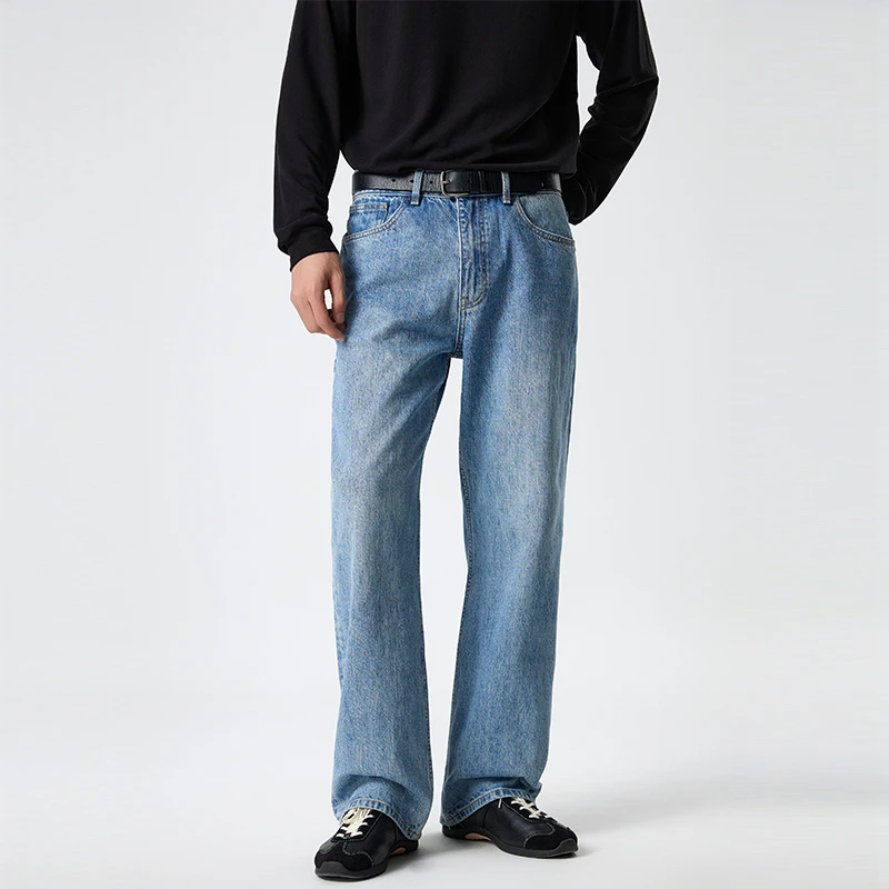 TUTM男装 基础款水洗牛仔裤男春秋季2024新款宽松直筒百搭休闲裤