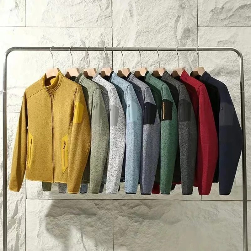 秋冬新款3D立体裁剪轻量化针织开衫通勤立领加绒防风户外保暖外套