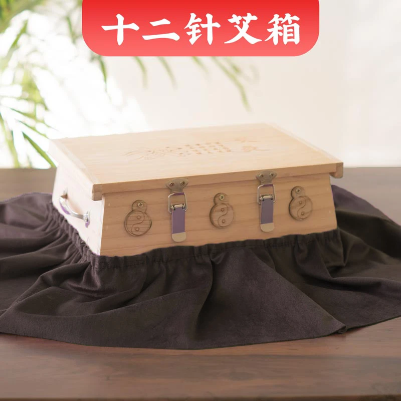 大号隔姜灸十二针艾灸罐盒木制随身灸实木艾条艾柱养生艾灸馆器具