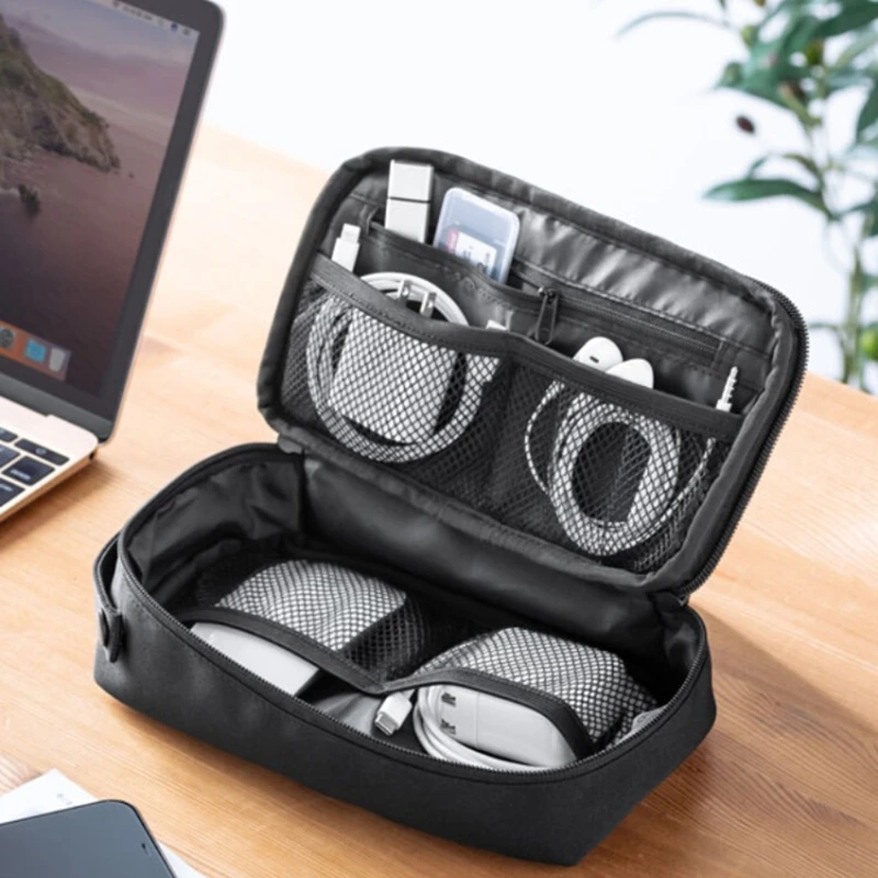 日本SANWA旅行收纳包便携数据线充电器数码大容量整理袋手提小包