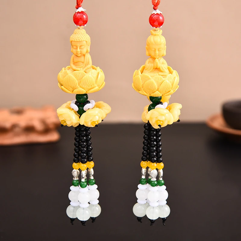 莲花座汽车挂件 车内高档装饰品后视镜内饰车挂饰吊坠挂件