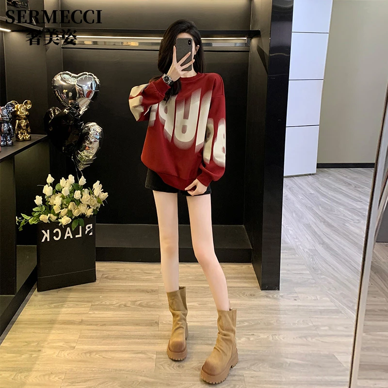 感字母印花秋季秋冬女秋2025新款时髦气质减龄冬季