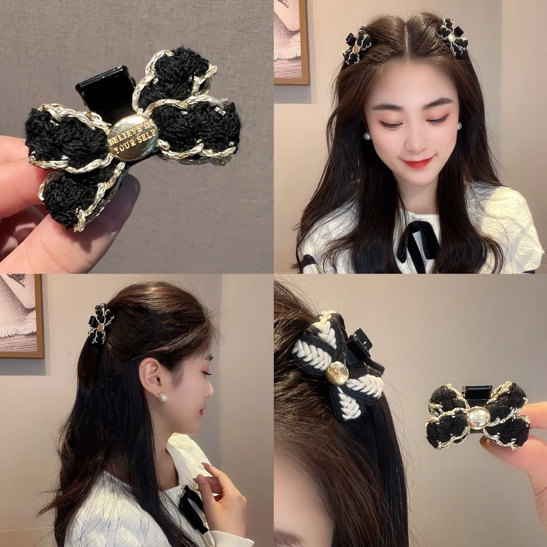 法式高级感小号公主头抓夹女刘海新款气质小香风蝴蝶结发夹子头饰