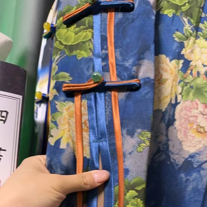 【JKK】8024高端旗袍气质时尚夏季复古春夏中长款印花优雅绿色提花