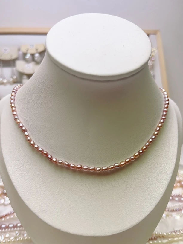 非金属亚克力项链 金属色系无核紫色小baby项链