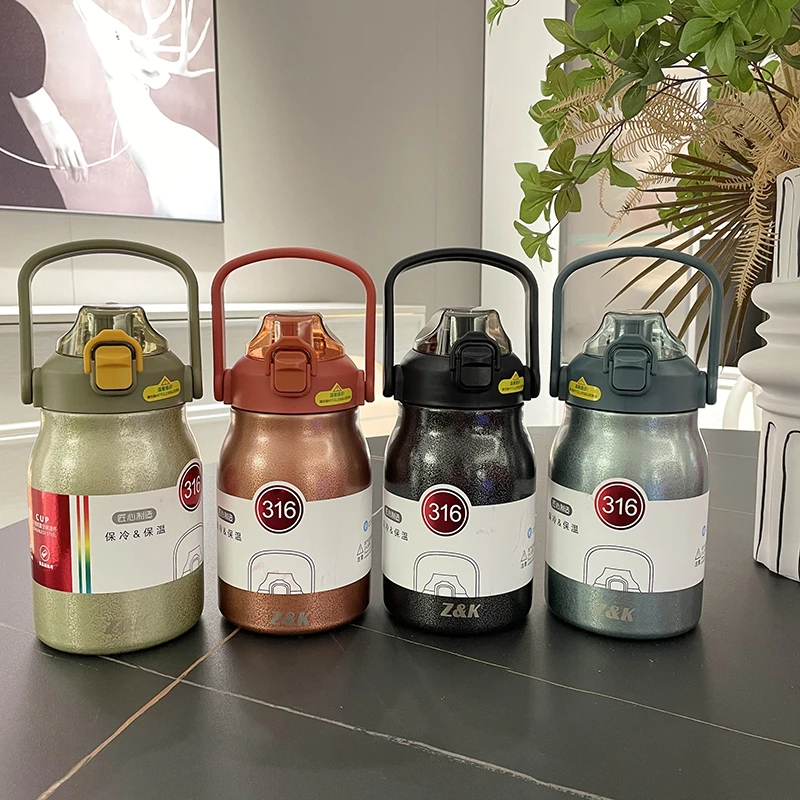 潮牌Z&K运动户外大容量手提壶保温杯不锈钢便携壶800ML