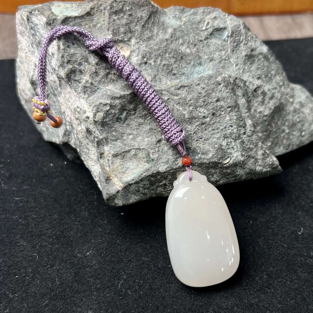 【大猫珠宝】藕粉和田玉无事牌 KT24092603